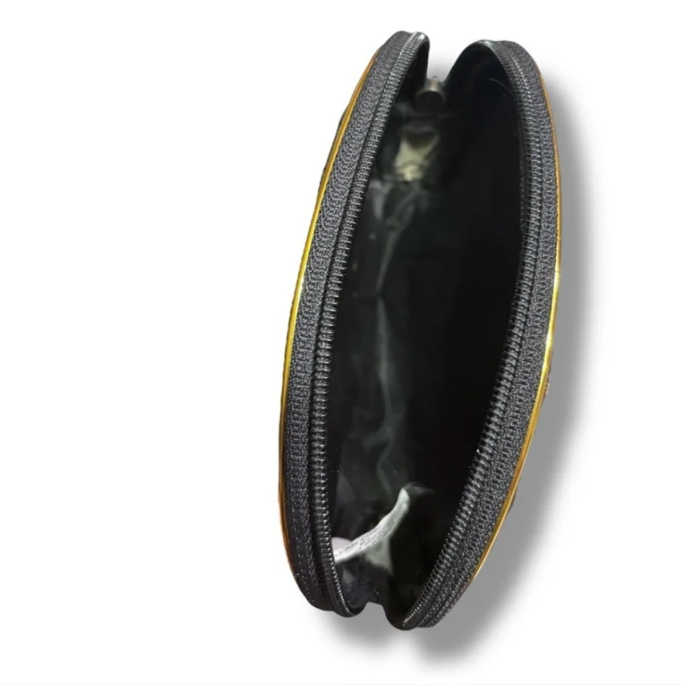 ALLAN EDWARDS by Studio Imports Black Patchwork Leather Zip Pouches Set of Two